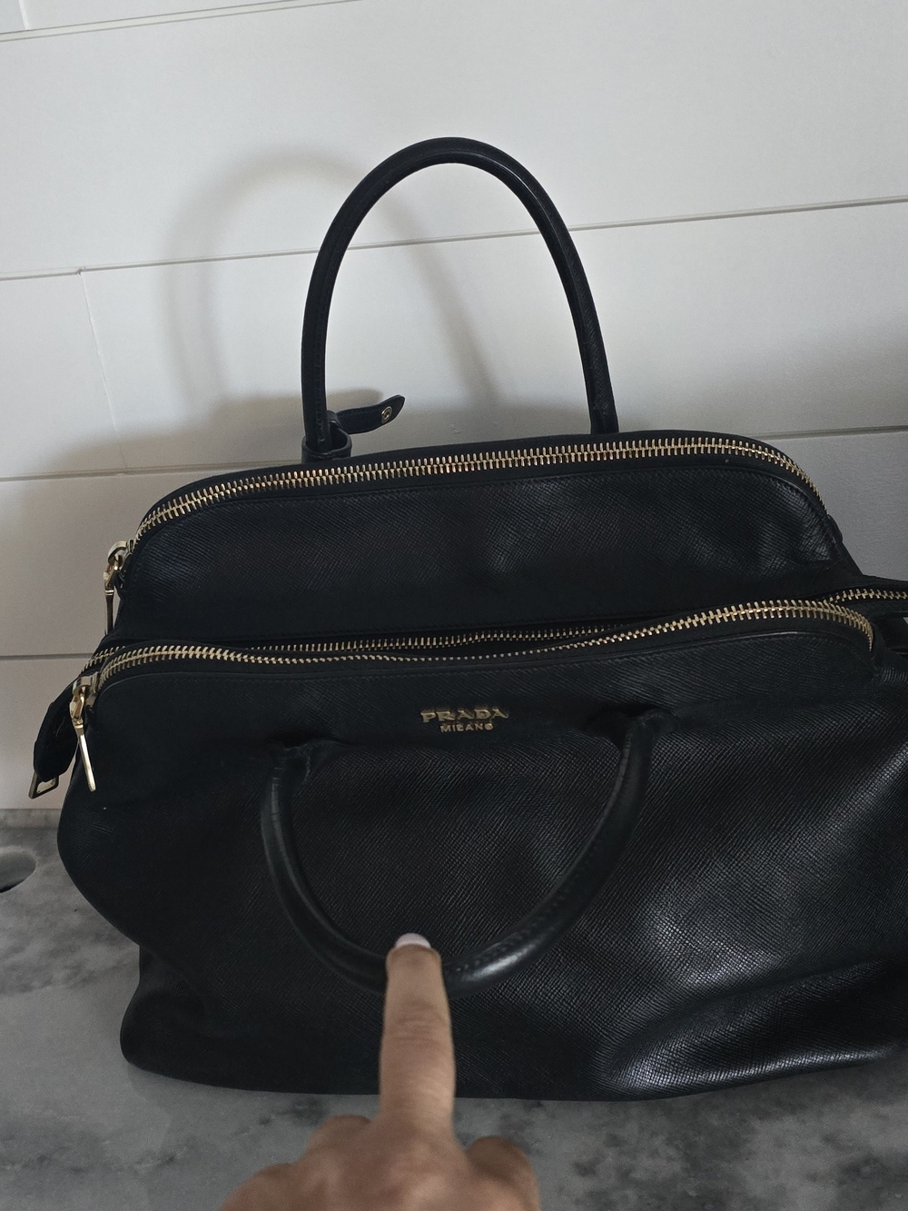 Prada Milano Black Saffiano Leather Dome Satchel with Dust Bag - Picture 8 of 15